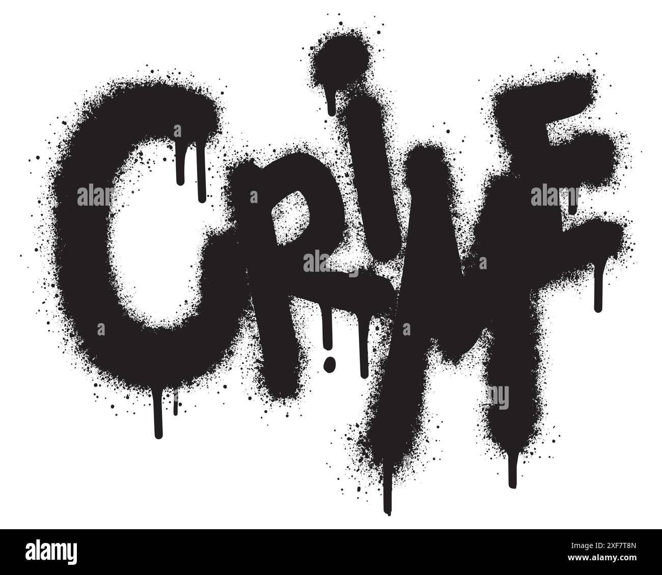 Graffiti de police crime pulvérisé avec pulvérisation en noir sur blanc. Illustration vectorielle pour l'impression, arrière-plans, affiches, autocollants. Illustration de Vecteur