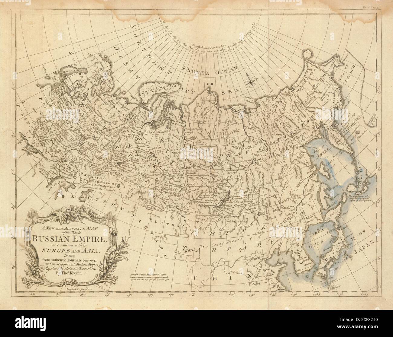 Carte historique du XVIIIe siècle de l'Empire russe par Thomas Kitchin Banque D'Images