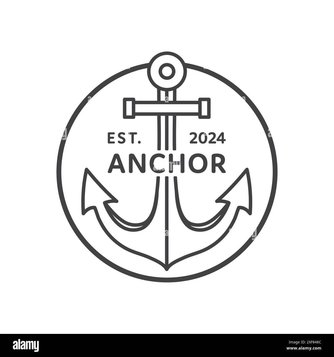 Conception de logo d'ancre de style de contour isolé sur fond blanc Illustration de Vecteur