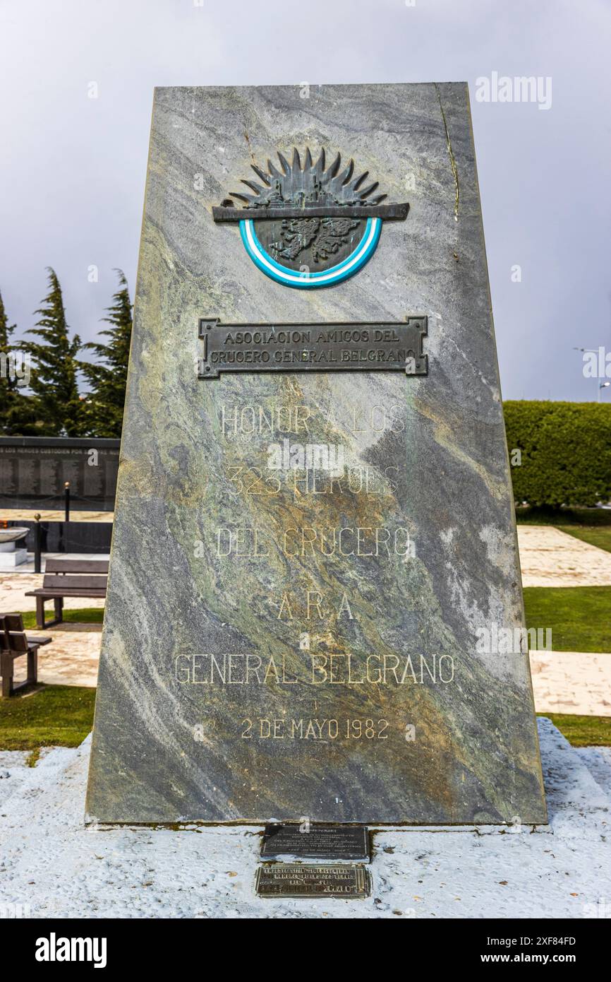 Un monument aux morts : Mémorial à l'équipage du général Belgrano, Ushuaia, Argentine, mardi 05 décembre, 2023. photo : David Rowland / One-Image.com Banque D'Images