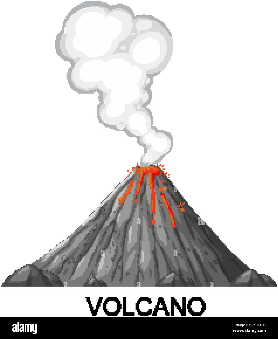 Un volcan en éruption de fumée et de lave Illustration de Vecteur