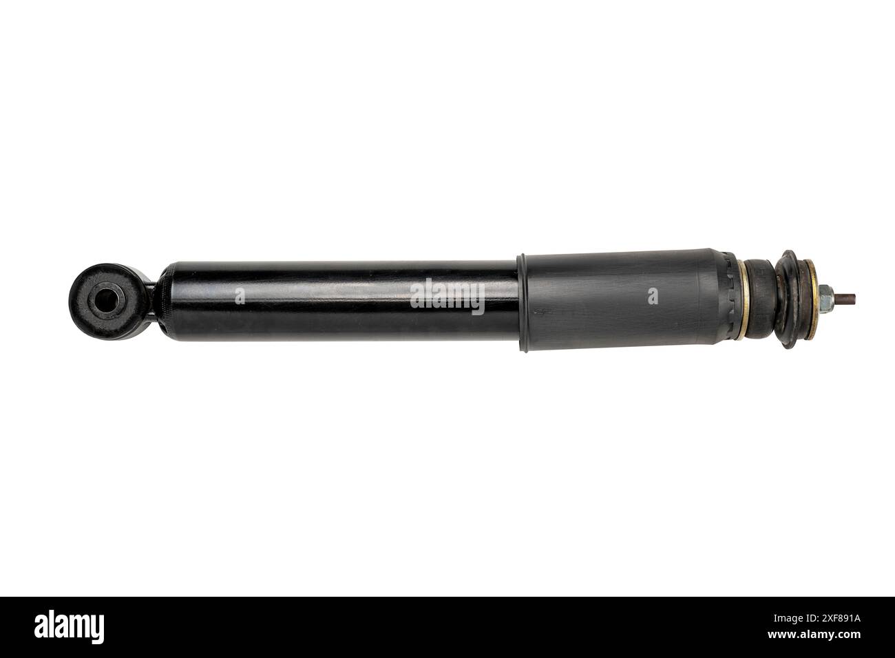 Vue rapprochée de la suspension d'amortisseur de voiture isolée sur un fond blanc Banque D'Images