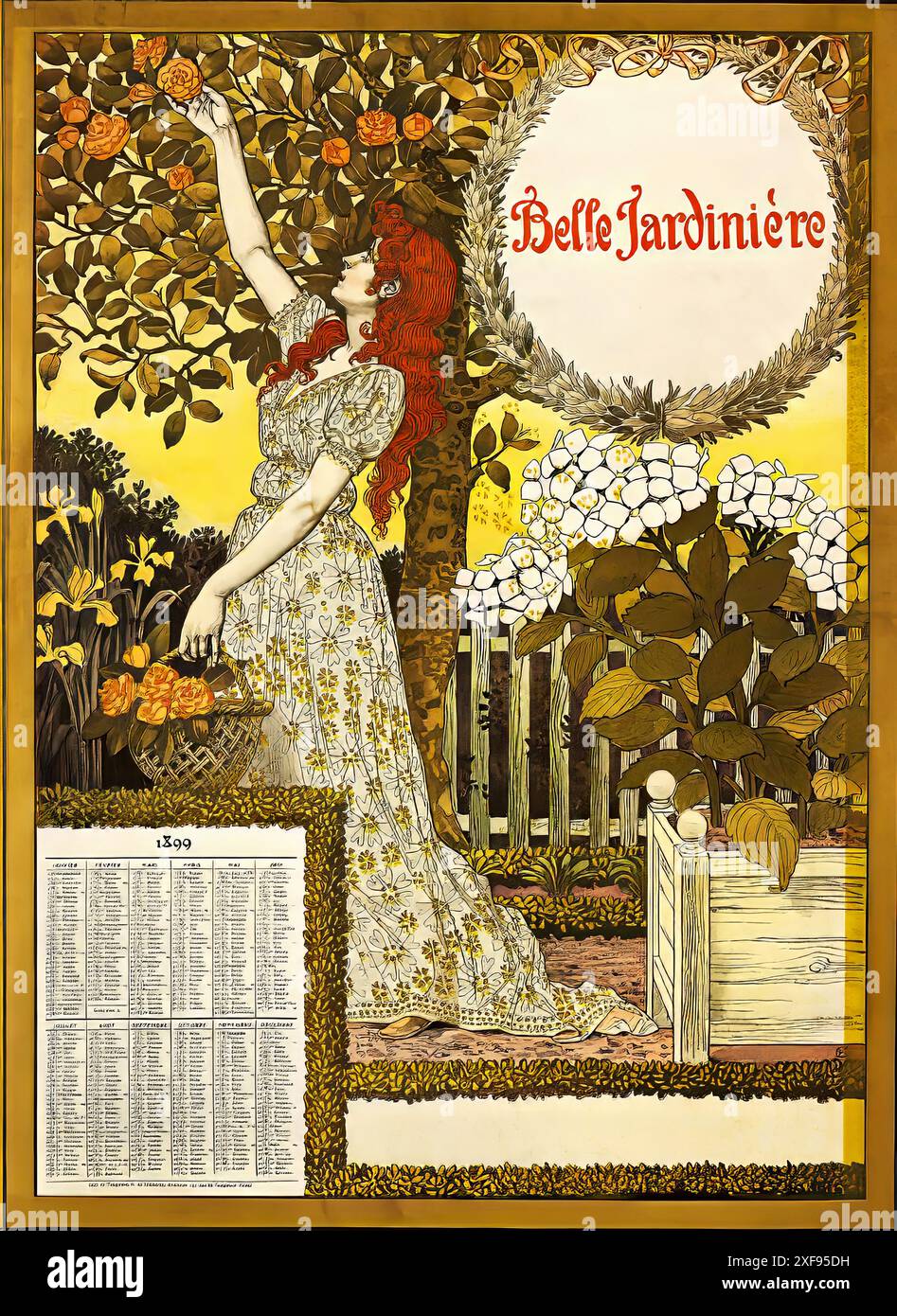 GRASSET Eugène - la belle jardinière, calendrier, 1899. Banque D'Images