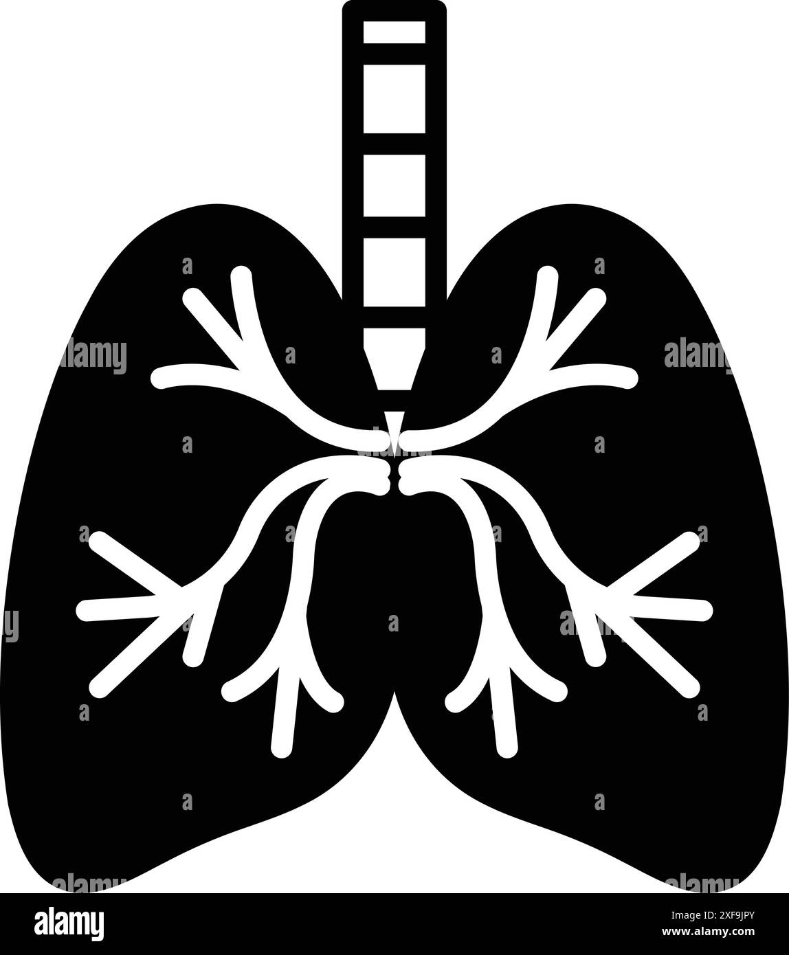 Dessin noir et blanc d'un poumon avec une tige blanche Illustration de Vecteur