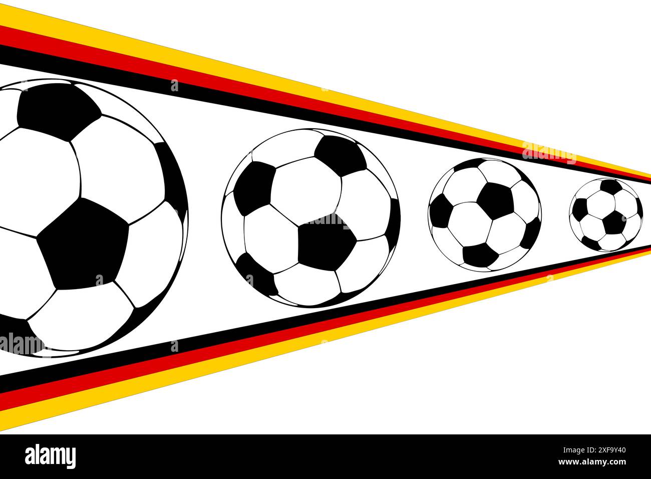 Ballons et le drapeau allemand en perspective, ballons coulants, Championnats d'Europe 2024 en Allemagne. Les équipes nationales européennes de football en compétition Banque D'Images