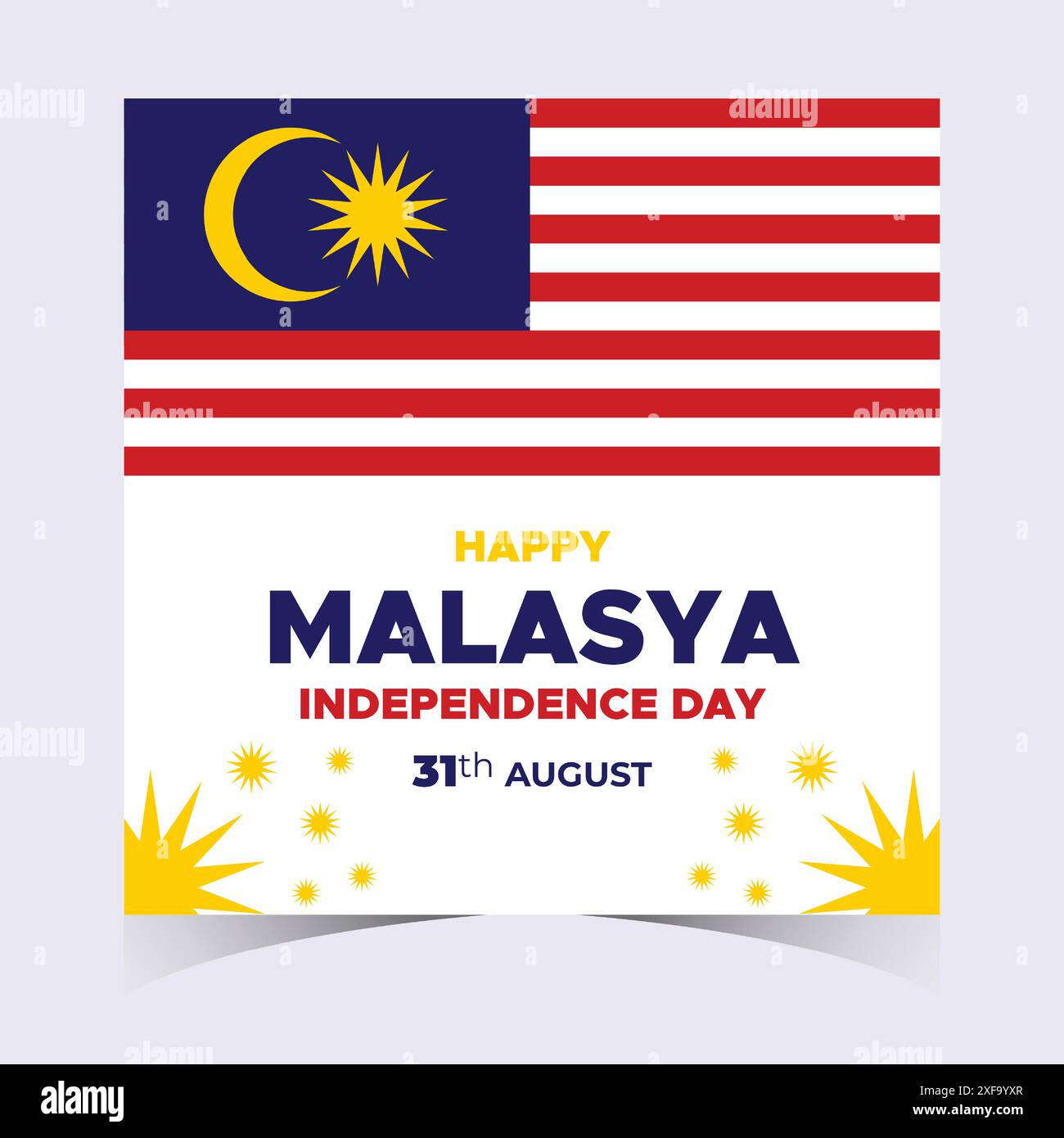 Bannière Web et arrière-plan du jour de l'indépendance de la Malaisie. Joyeux 31 août bannière de célébration de la fête nationale de Malaisie avec modèle de drapeau malaisien Illustration de Vecteur