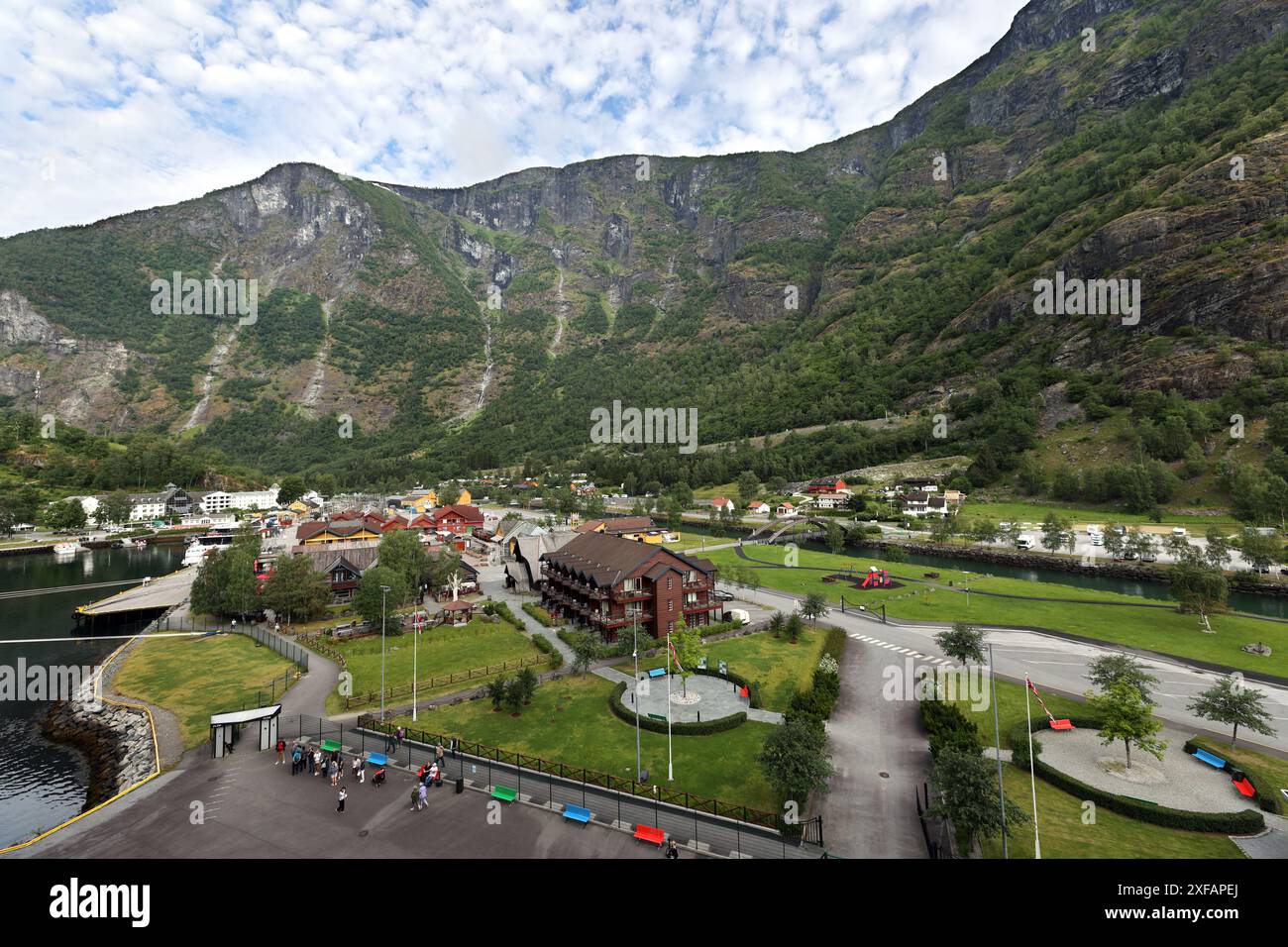 Le village de Flåm, Norvège, Scandinavie Banque D'Images