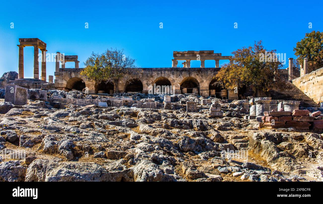Géographie / voyage, Grèce, Rhodes, Lindos, acropole, INFORMATIONS-AUTORISATION-DROITS-SUPPLÉMENTAIRES-NON-DISPONIBLES Banque D'Images
