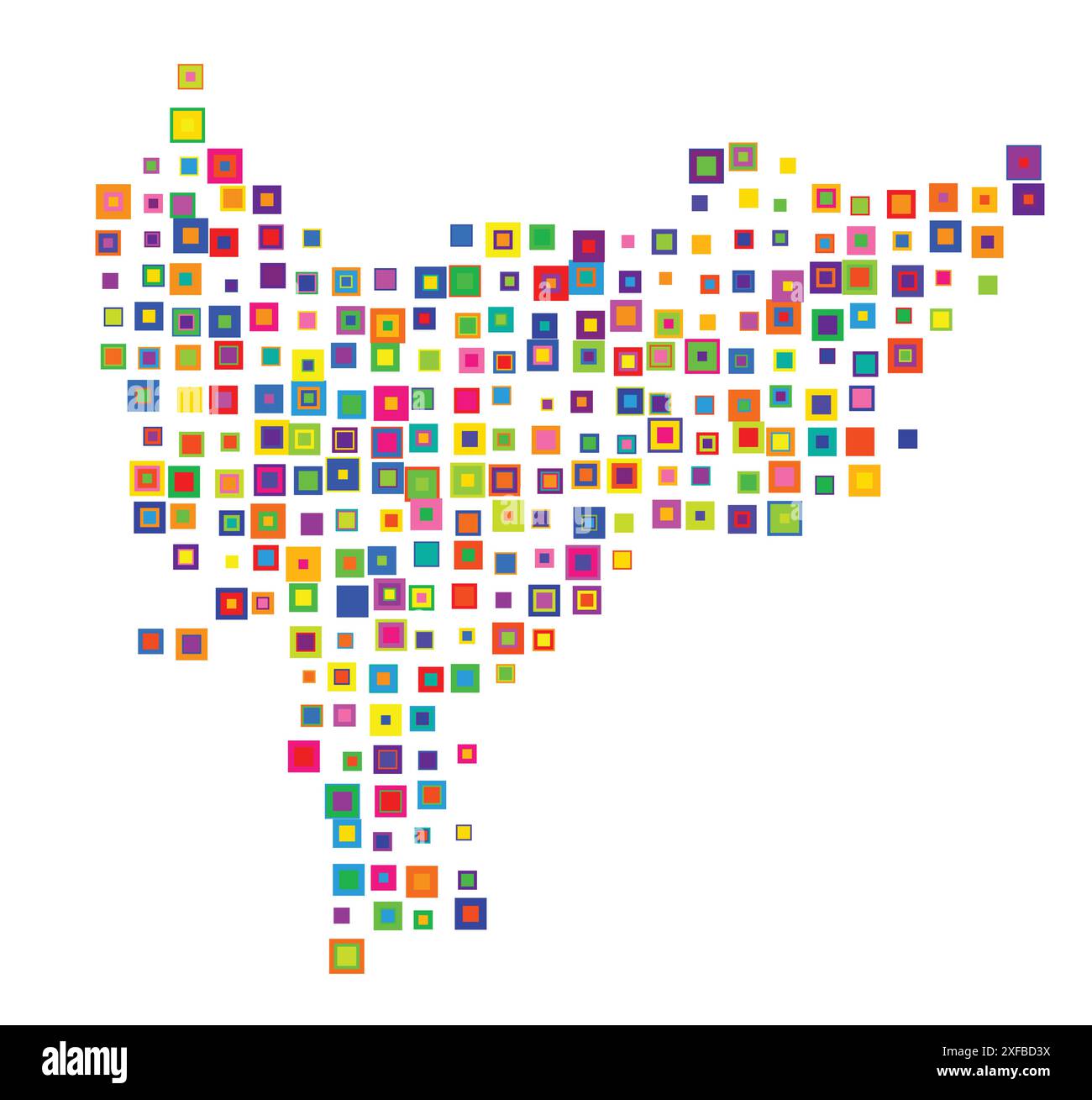 Symbole carte de la province de Kalimantan Barat (Indonésie). Carte abstraite montrant l'état / province avec un motif de carrés colorés se chevauchant comme c Illustration de Vecteur