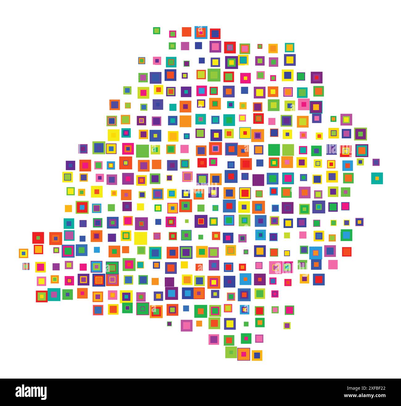 Symbole carte de la Voïvodie|Province de Łodź (Pologne). Carte abstraite montrant l'état / province avec un motif de carrés colorés se chevauchant comme cand Illustration de Vecteur