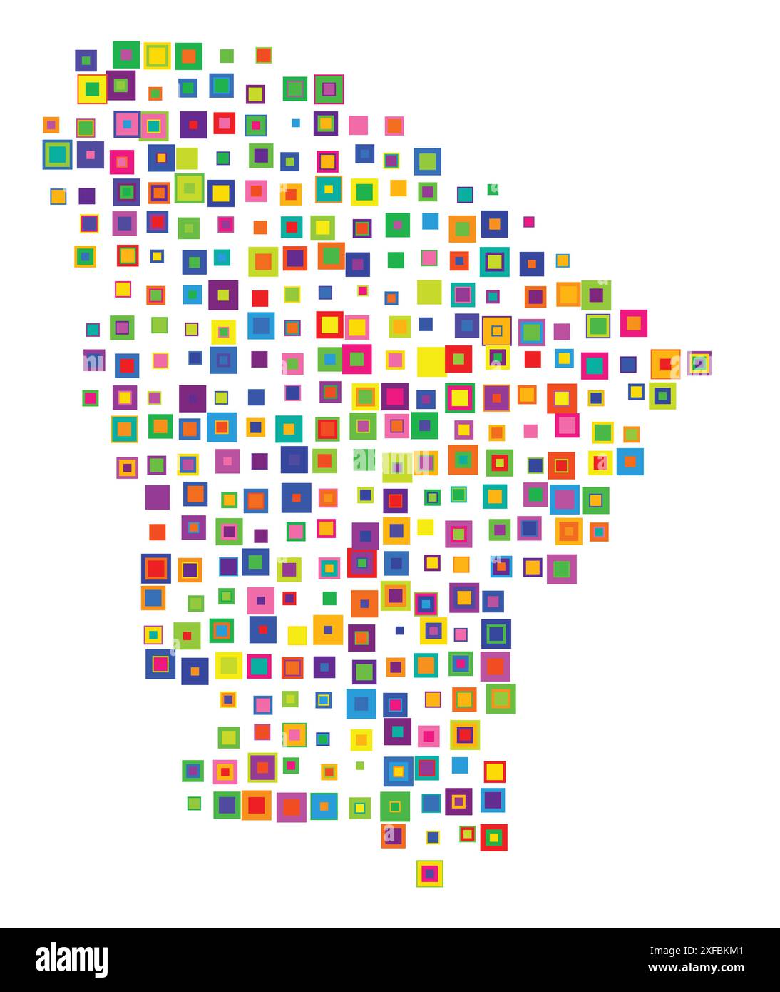 Carte symbole de l'État de Ceara (Brésil). Carte abstraite montrant l'état / province avec un motif de carrés colorés se chevauchant comme des bonbons Illustration de Vecteur