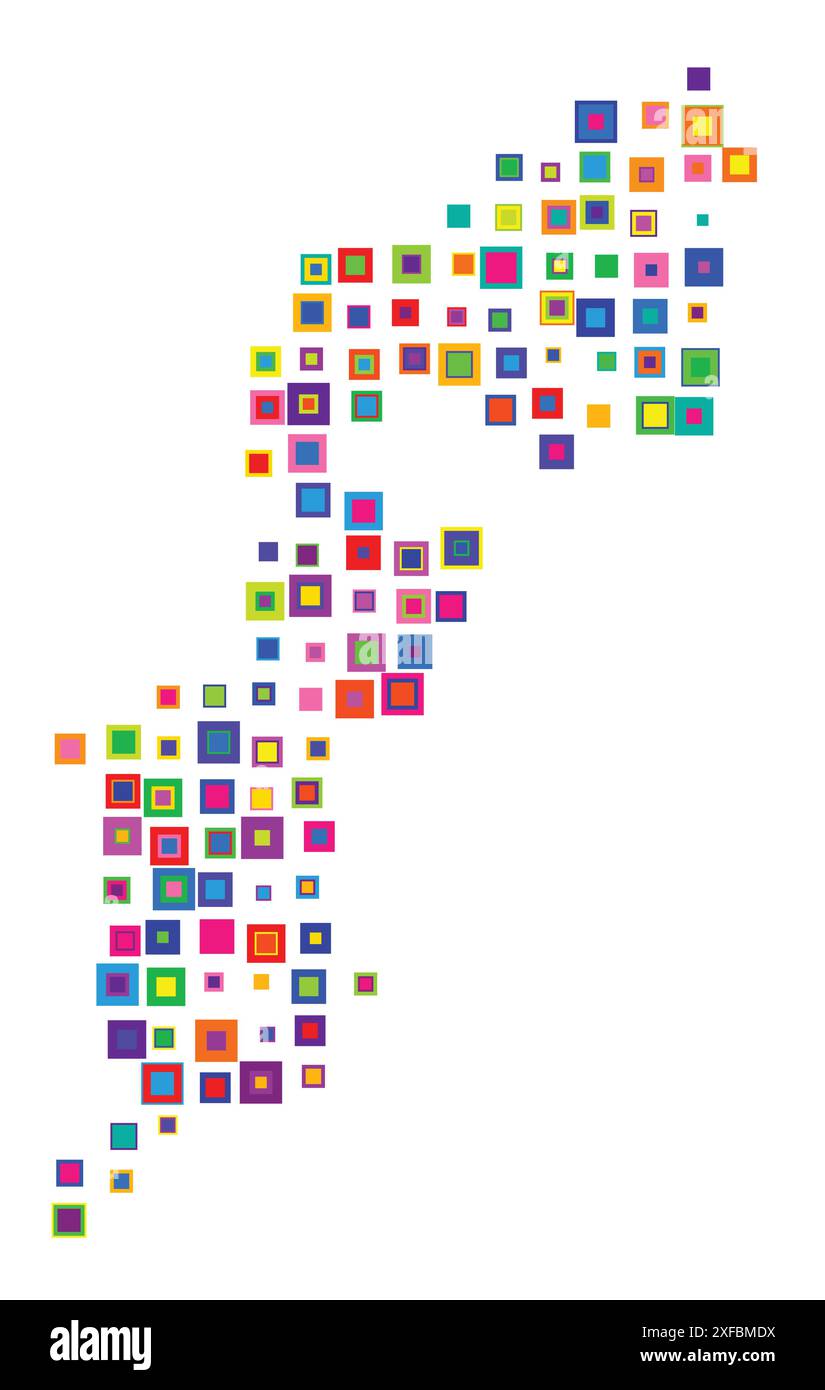 Carte des symboles du Burgenland (Autriche). Carte abstraite montrant le Bundesland avec un motif de carrés colorés se chevauchant comme des bonbons Illustration de Vecteur