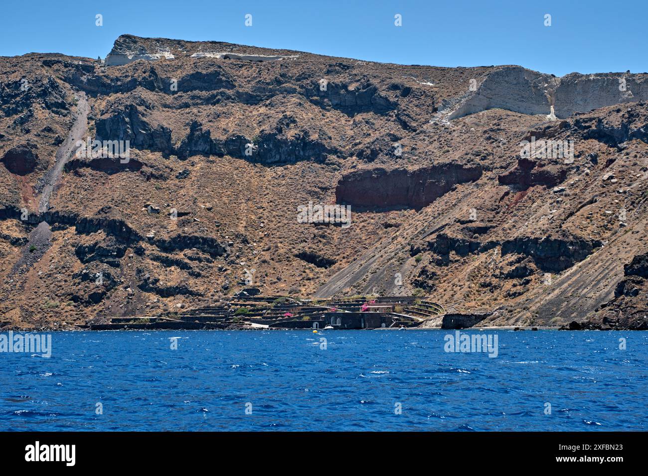 Perivolas Hideaway, un hôtel exclusif sur l'île de Thirasia. Îles Cyclades, Grèce. Banque D'Images