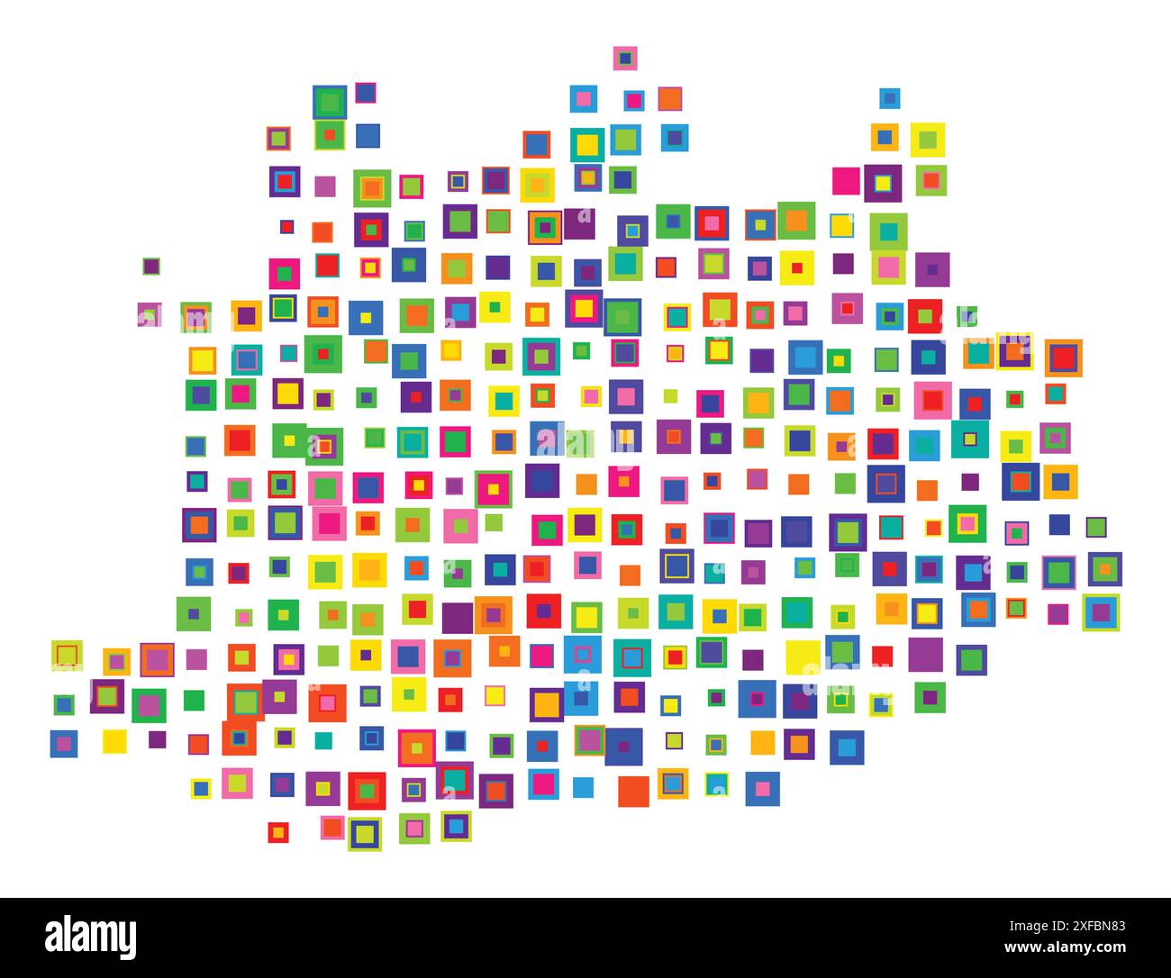 Symbole carte de la Province d'Anvers (Belgique). Carte abstraite montrant l'état / province avec un motif de carrés colorés se chevauchant comme des bonbons Illustration de Vecteur