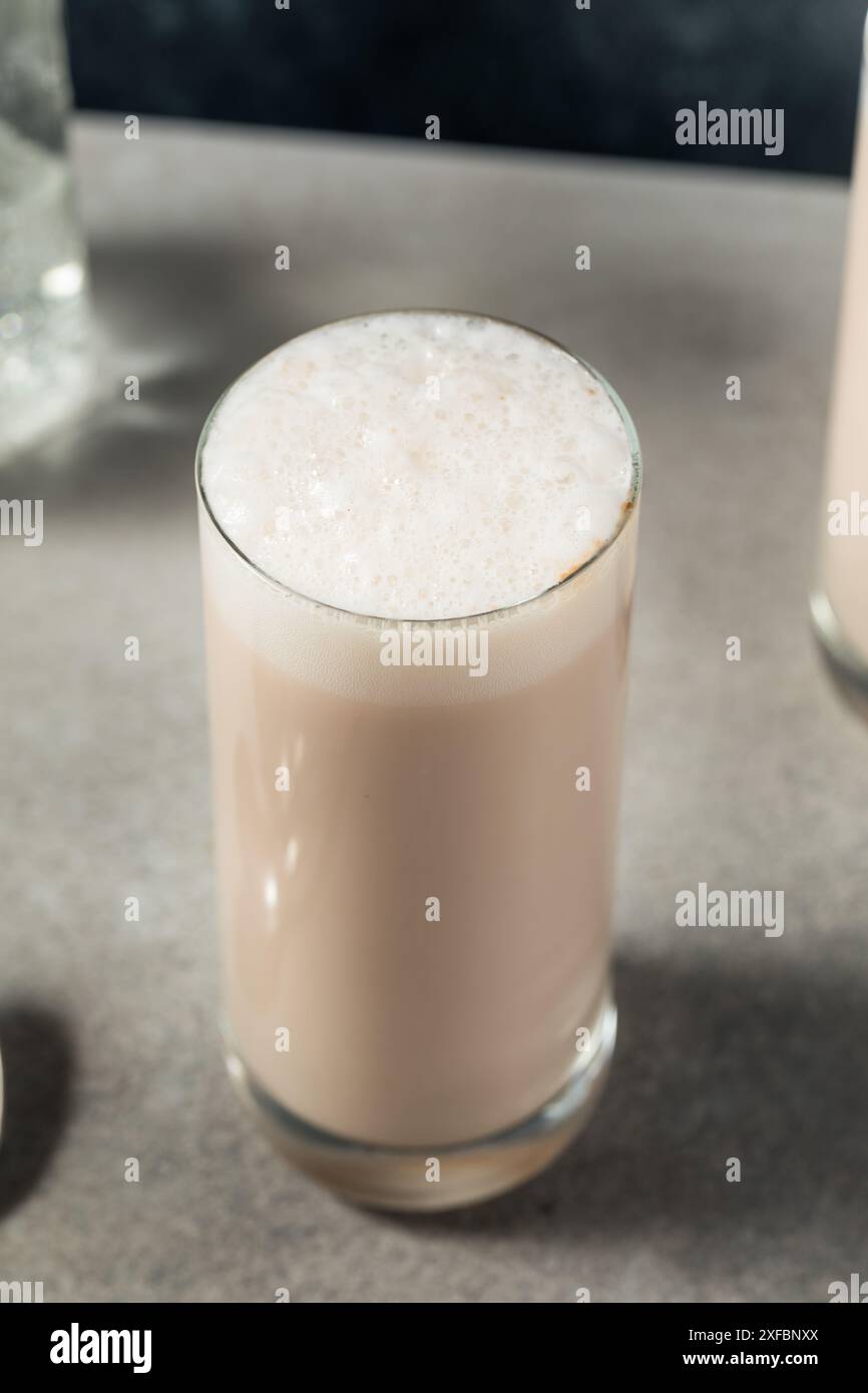 Boisson douce à la crème d'œuf au chocolat New York avec de l'eau Seltzer Banque D'Images