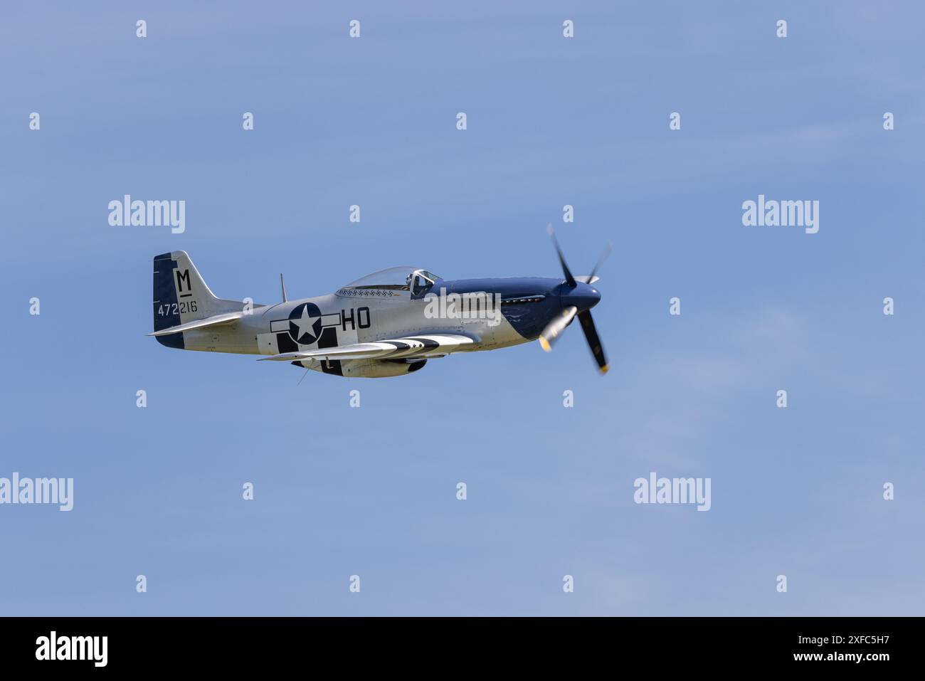 North American P-51D Mustang G-BIXL 'Miss Helen' exposé au Shuttleworth Festival of Flight, juin 2024 Banque D'Images