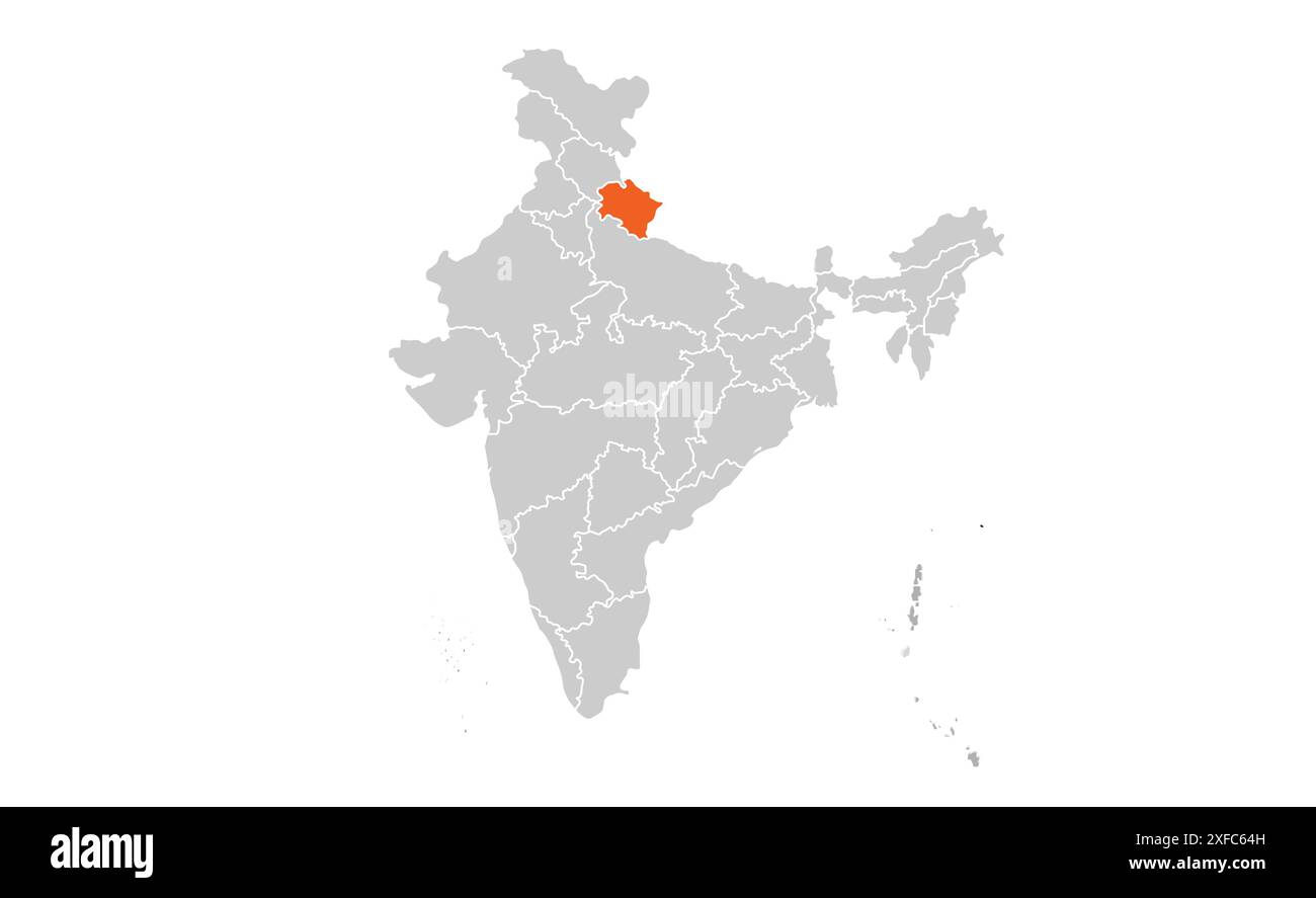 Uttarakhand Political map1, État de l'Inde, République de l'Inde, gouvernement, carte politique, carte moderne, drapeau indien, illustration vectorielle Illustration de Vecteur