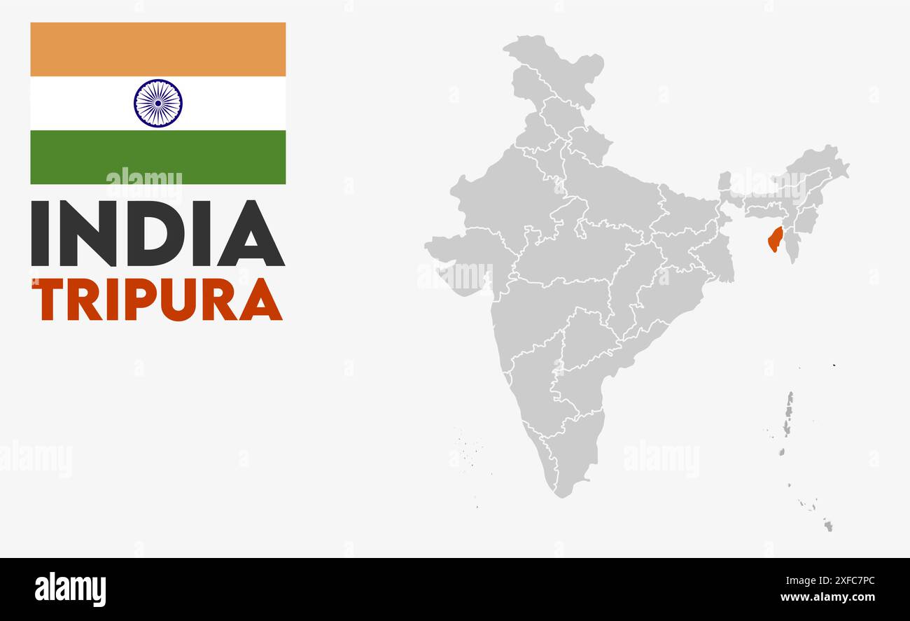 Tripura Map image1, État de l'Inde, République de l'Inde, gouvernement, carte politique, carte moderne, drapeau indien, illustration vectorielle Illustration de Vecteur