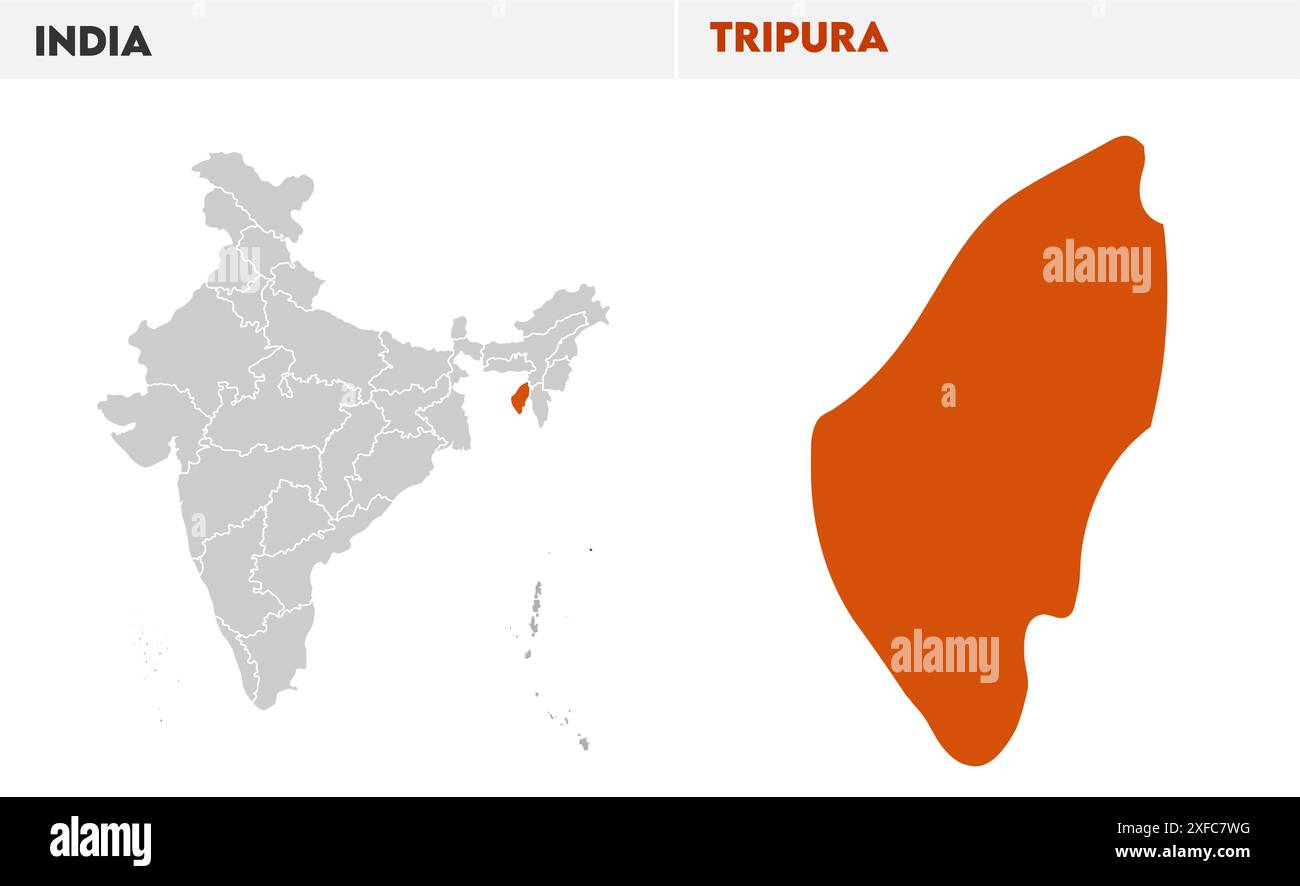Tripura map Illustration1, État de l'Inde, République de l'Inde, gouvernement, carte politique, carte moderne, drapeau indien, illustration vectorielle Illustration de Vecteur