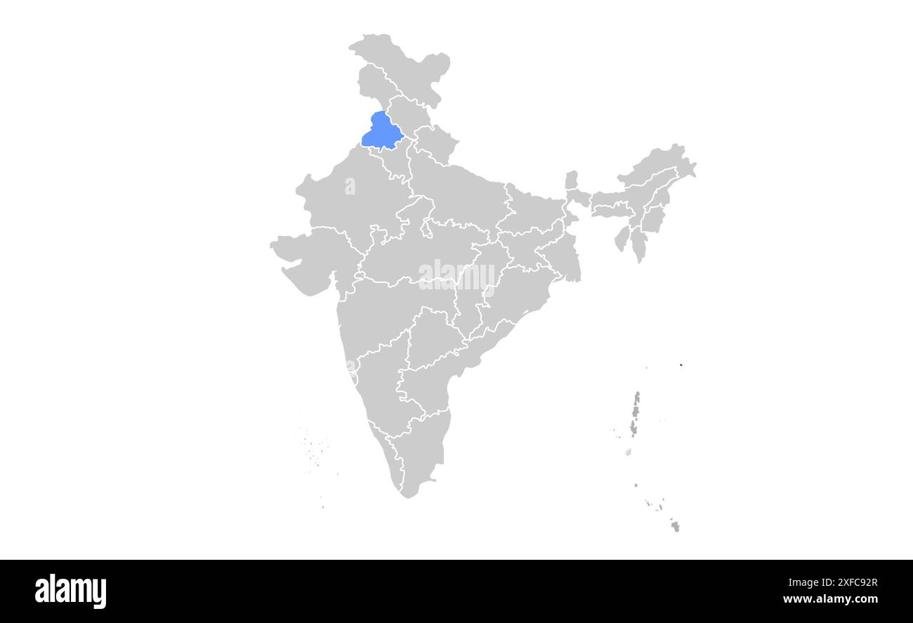 Punjab Political map1, État de l'Inde, République de l'Inde, gouvernement, carte politique, carte moderne, drapeau indien, illustration vectorielle Illustration de Vecteur