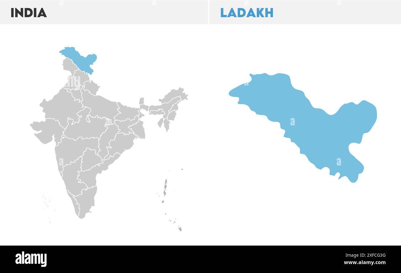 Ladakh map Illustration1, État de l'Inde, République de l'Inde, gouvernement, carte politique, carte moderne, drapeau indien, illustration vectorielle Illustration de Vecteur
