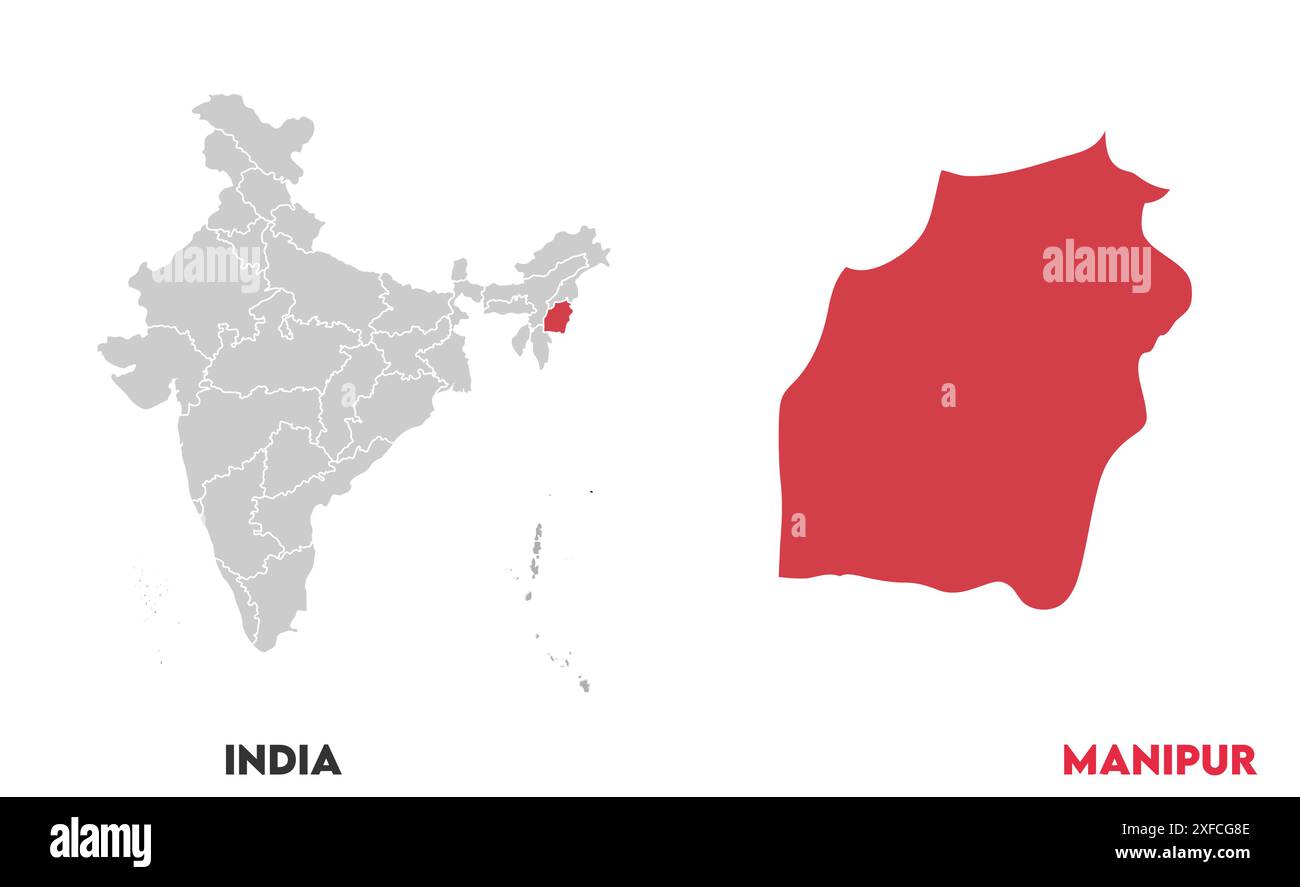 Manipur Map1, État de l'Inde, République de l'Inde, gouvernement, carte politique, carte moderne, drapeau indien, illustration vectorielle Illustration de Vecteur