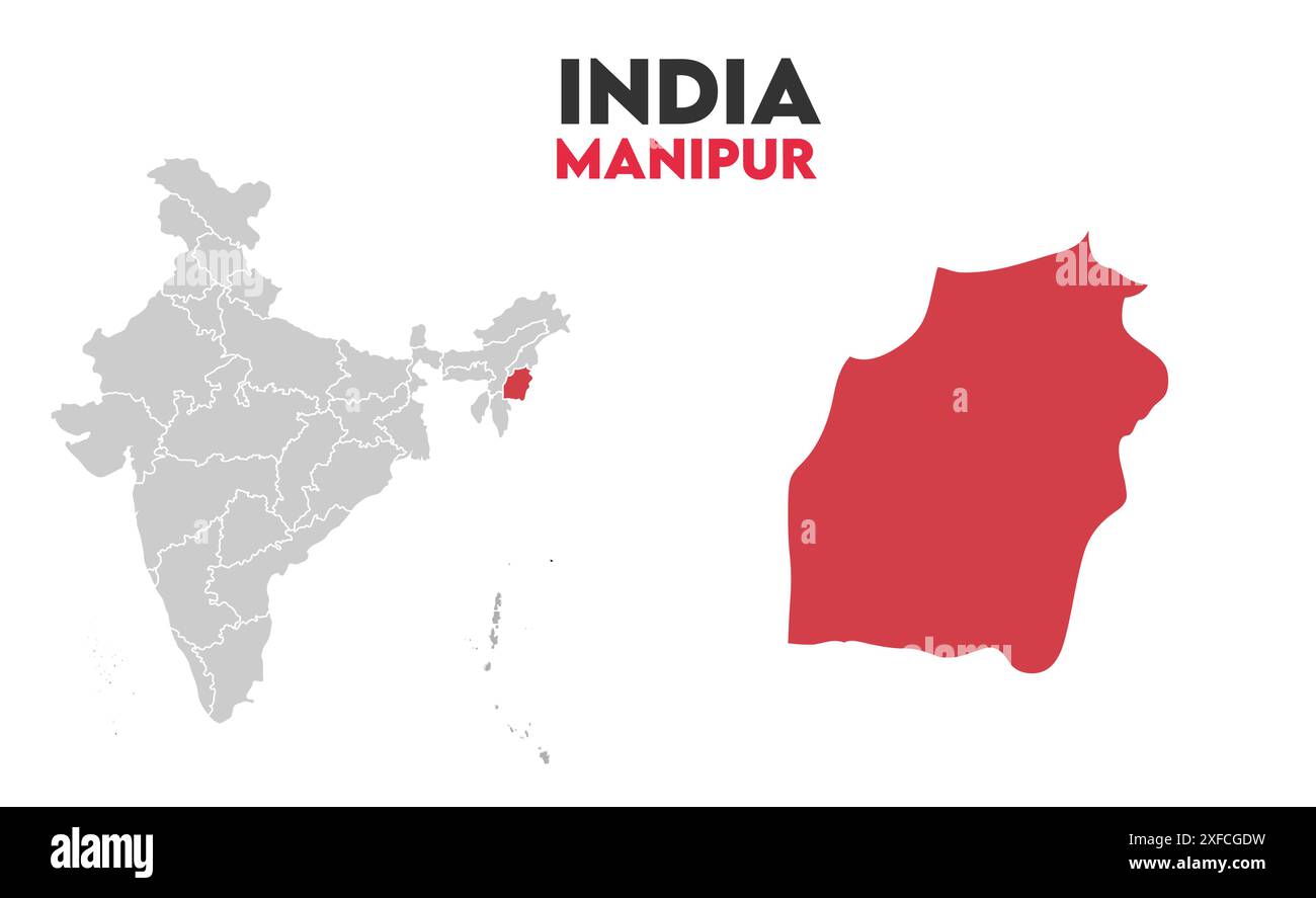 Manipur Map graphic1, État de l'Inde, République de l'Inde, gouvernement, carte politique, carte moderne, drapeau indien, illustration vectorielle Illustration de Vecteur