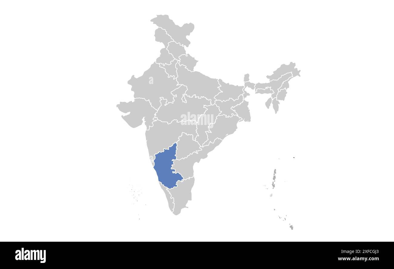 Karnataka Political map1, État de l'Inde, République de l'Inde, gouvernement, carte politique, carte moderne, drapeau indien, illustration vectorielle Illustration de Vecteur
