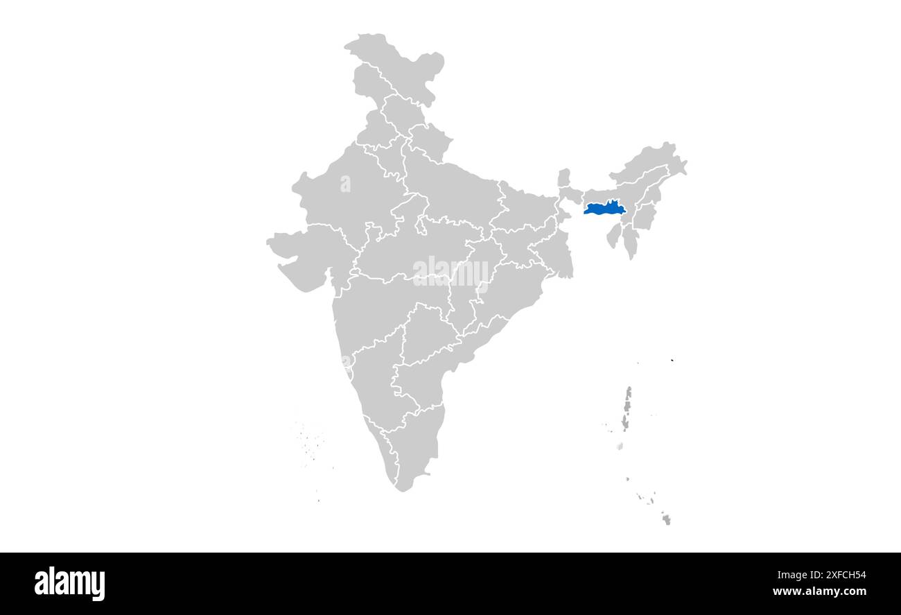 Meghalaya Political map1, État de l'Inde, République de l'Inde, gouvernement, carte politique, carte moderne, drapeau indien, illustration vectorielle Illustration de Vecteur