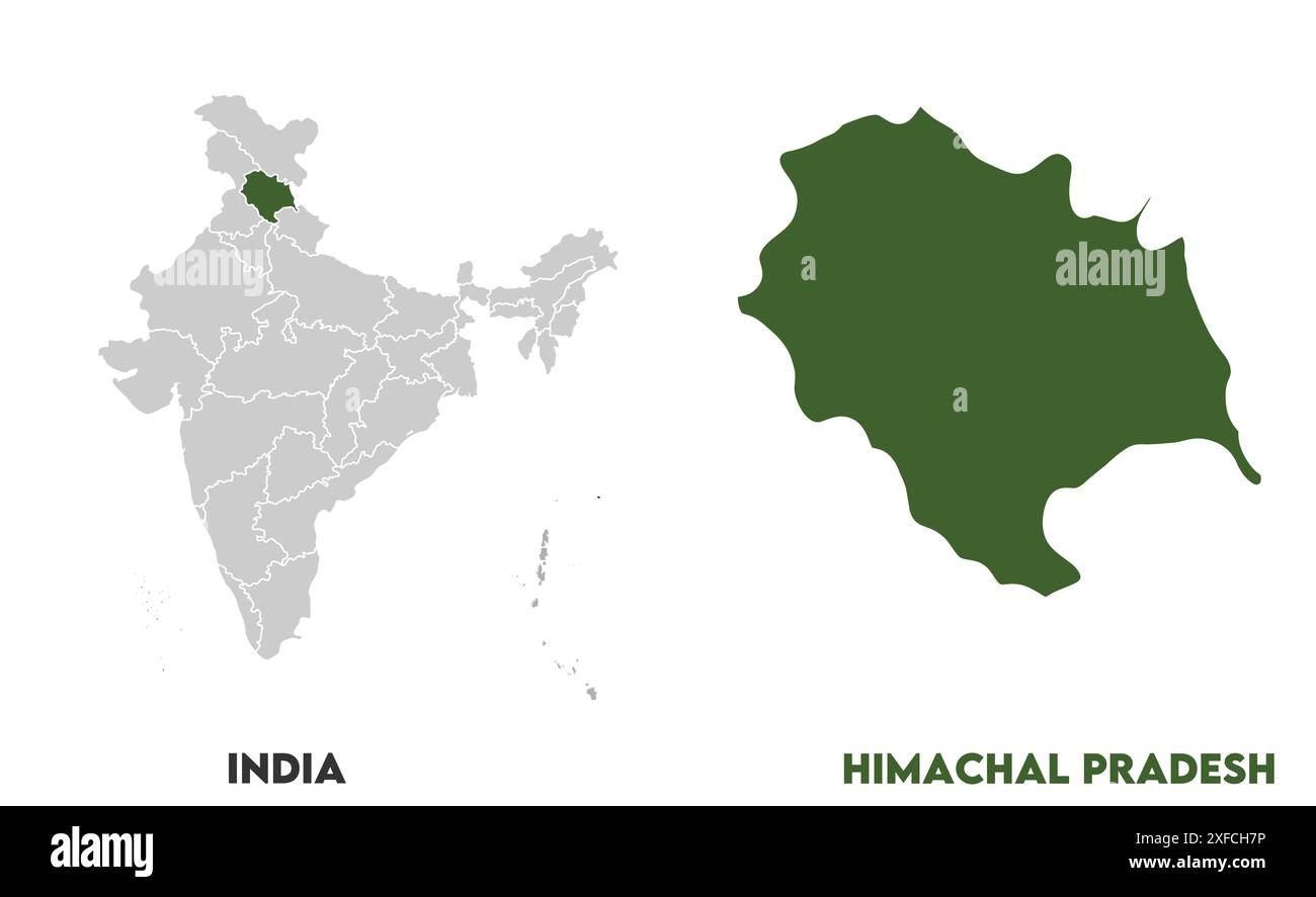 Himanchal Pradesh Map1, État de l'Inde, République de l'Inde, gouvernement, carte politique, carte moderne, drapeau indien, illustration vectorielle Illustration de Vecteur