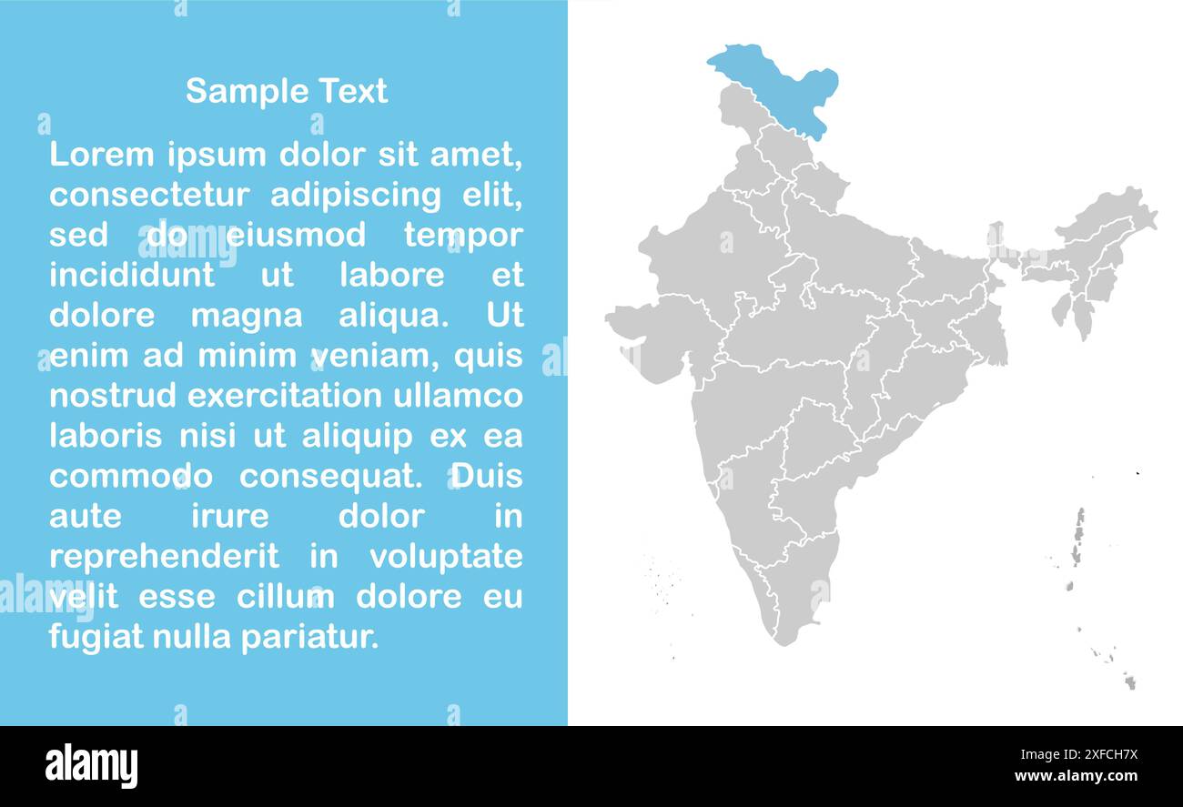 Ladakh Map template1, État de l'Inde, République de l'Inde, gouvernement, carte politique, carte moderne, drapeau indien, illustration vectorielle Illustration de Vecteur