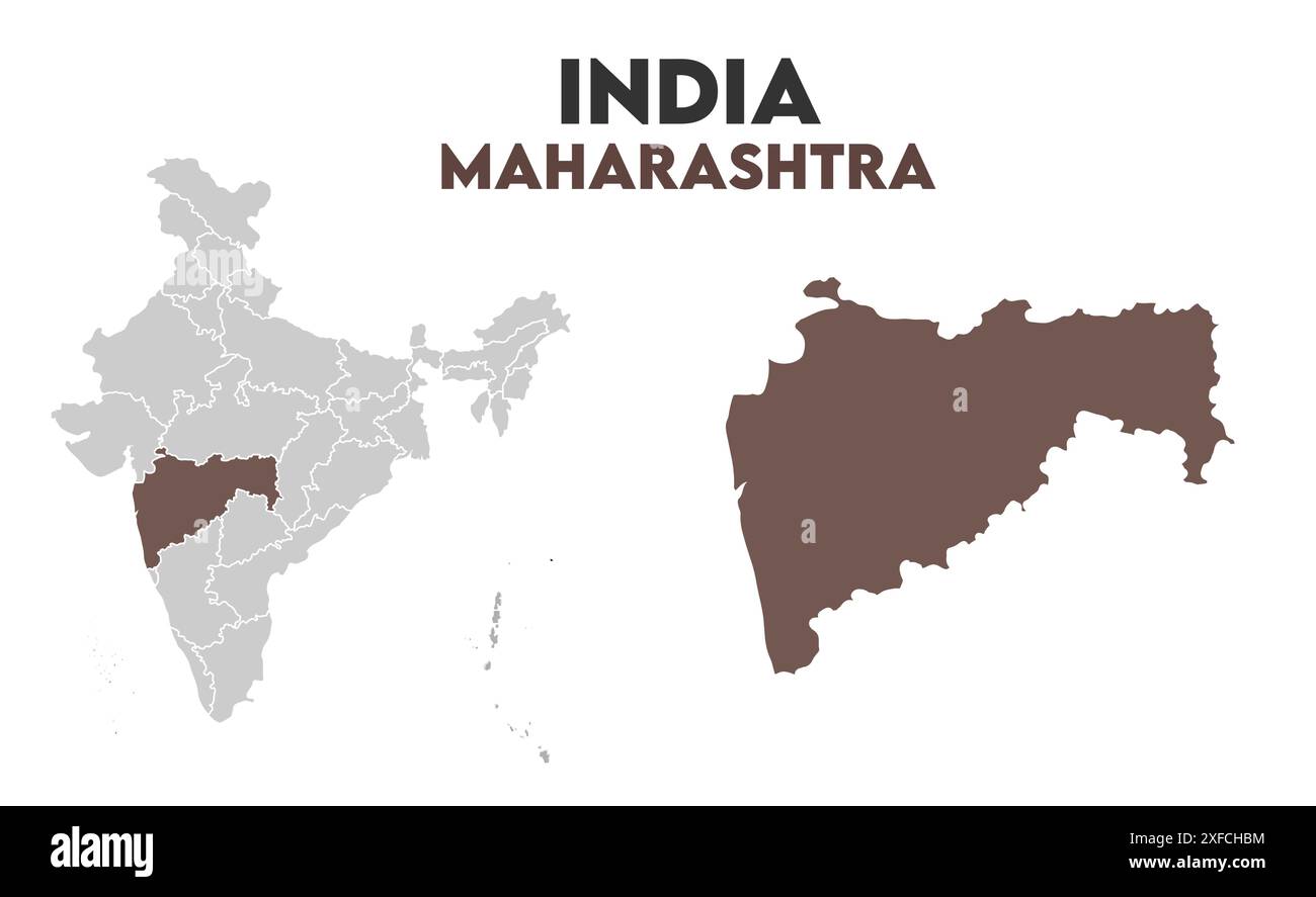 Maharashtra Map graphic1, État de l'Inde, République de l'Inde, gouvernement, carte politique, carte moderne, drapeau indien, illustration vectorielle Illustration de Vecteur