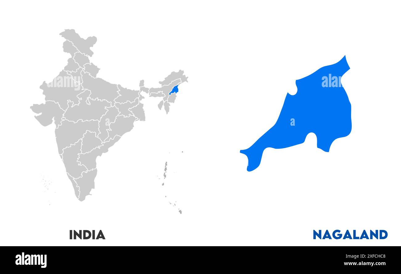 Nagaland Map1, État de l'Inde, République de l'Inde, gouvernement, carte politique, carte moderne, drapeau indien, illustration vectorielle Illustration de Vecteur