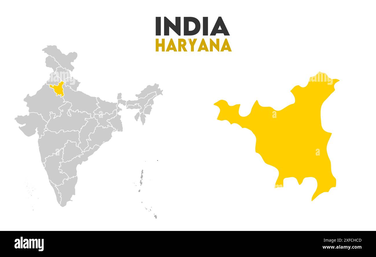 Haryana Map graphic1, État de l'Inde, République de l'Inde, gouvernement, carte politique, carte moderne, drapeau indien, illustration vectorielle Illustration de Vecteur
