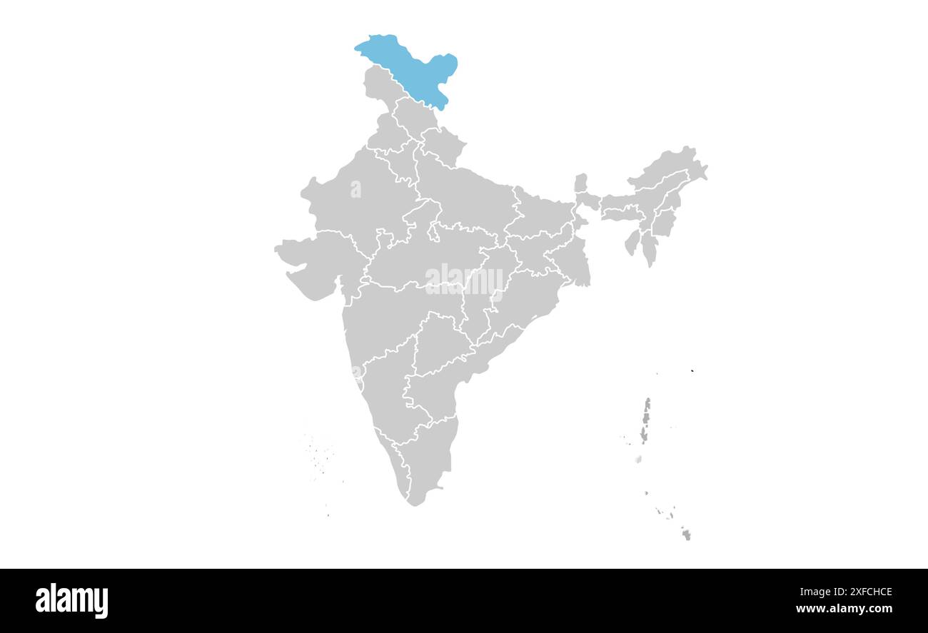 Ladakh Political map1, État de l'Inde, République de l'Inde, gouvernement, carte politique, carte moderne, drapeau indien, illustration vectorielle Illustration de Vecteur