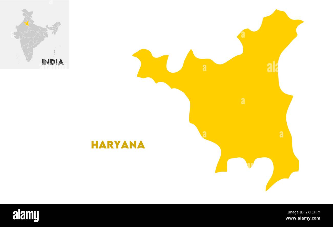 Haryana administrative map1, État de l'Inde, République de l'Inde, gouvernement, carte politique, carte moderne, drapeau indien, illustration vectorielle Illustration de Vecteur