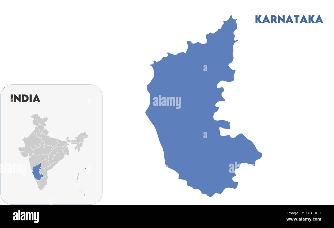 Karnataka State Map1, État de l'Inde, République de l'Inde, gouvernement, carte politique, carte moderne, drapeau indien, illustration vectorielle Illustration de Vecteur