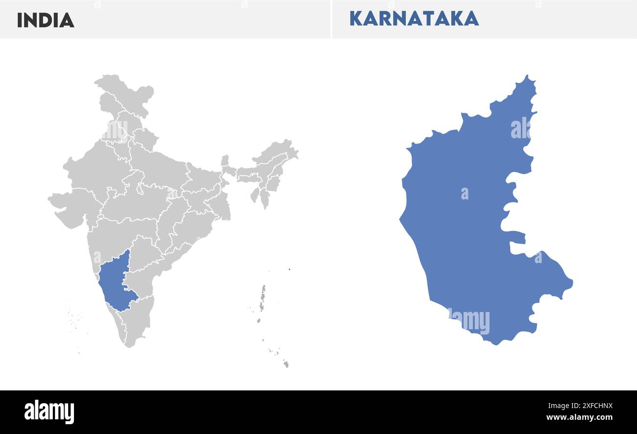 Karnataka map Illustration1, État de l'Inde, République de l'Inde, gouvernement, carte politique, carte moderne, drapeau indien, illustration vectorielle Illustration de Vecteur
