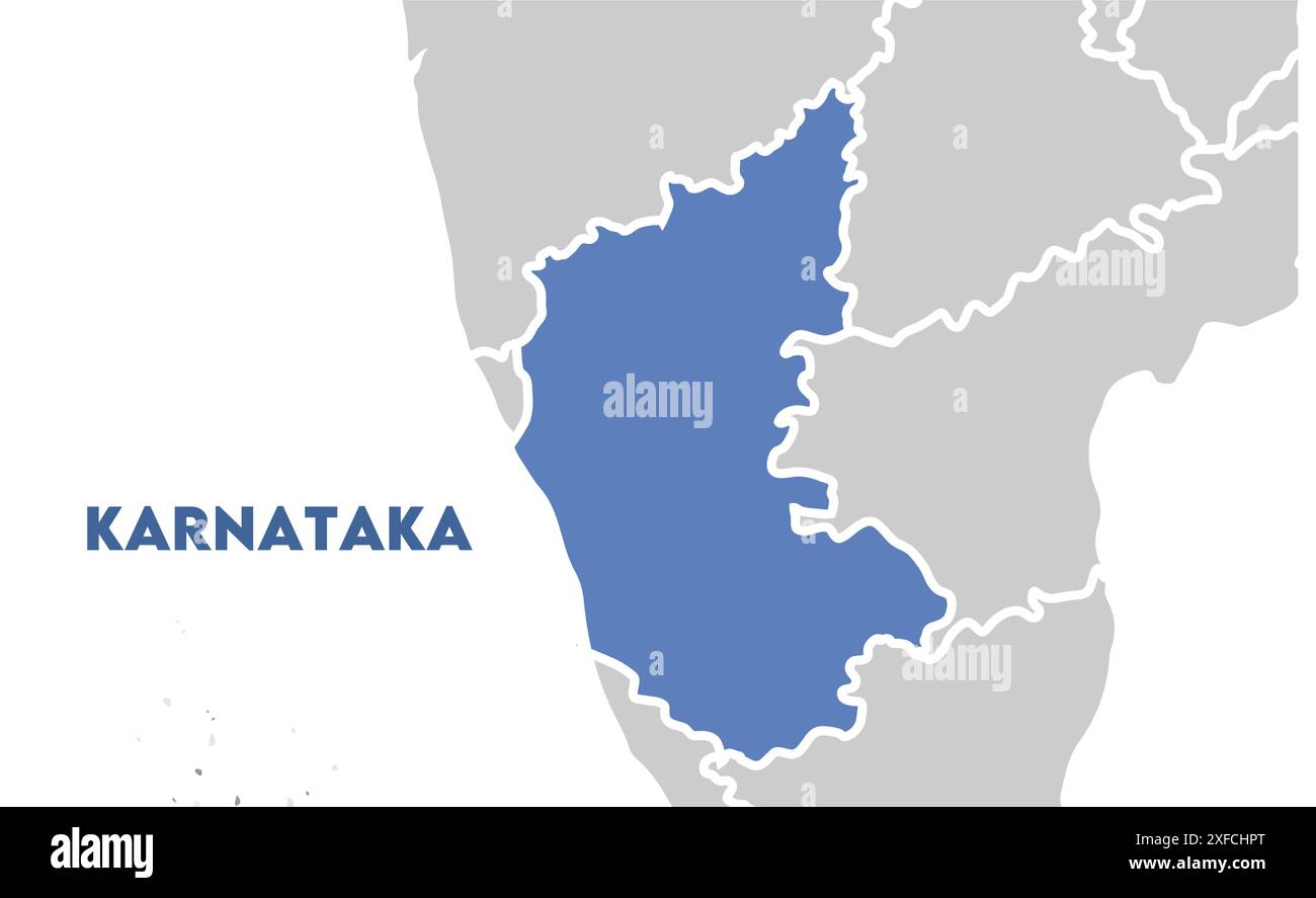Karnataka Map highlighted1, État de l'Inde, République de l'Inde, gouvernement, carte politique, carte moderne, drapeau indien, illustration vectorielle Illustration de Vecteur