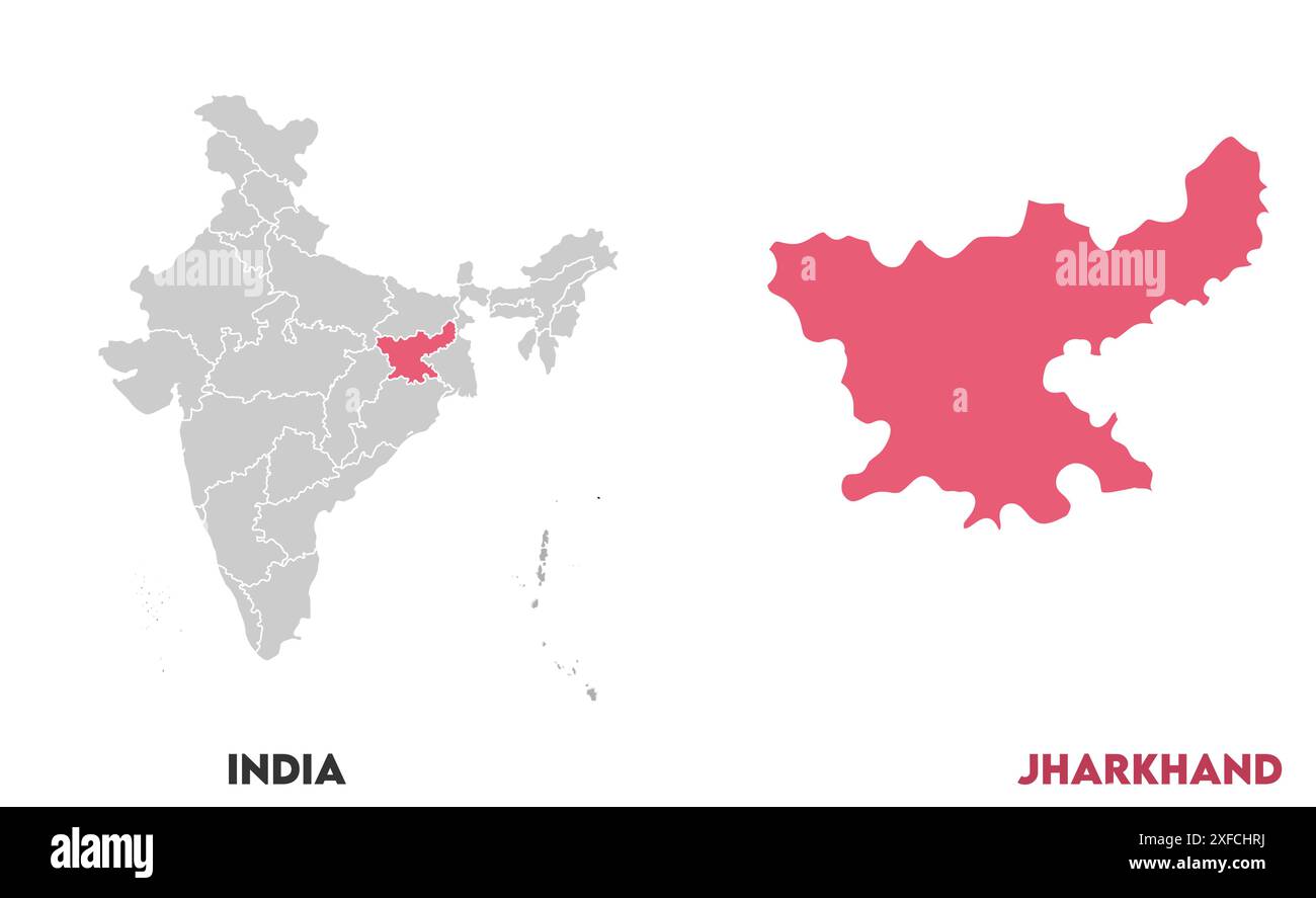 Jharkhand Map1, État de l'Inde, République de l'Inde, gouvernement, carte politique, carte moderne, drapeau indien, illustration vectorielle Illustration de Vecteur