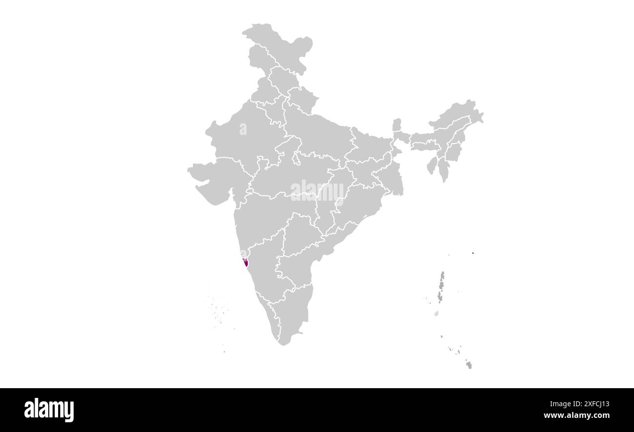 Goa Political map1, État de l'Inde, République de l'Inde, gouvernement, carte politique, carte moderne, drapeau indien, illustration vectorielle Illustration de Vecteur