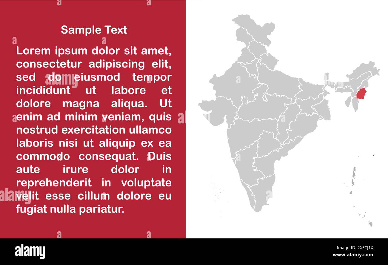 Manipur Map template1, État de l'Inde, République de l'Inde, gouvernement, carte politique, carte moderne, drapeau indien, illustration vectorielle Illustration de Vecteur