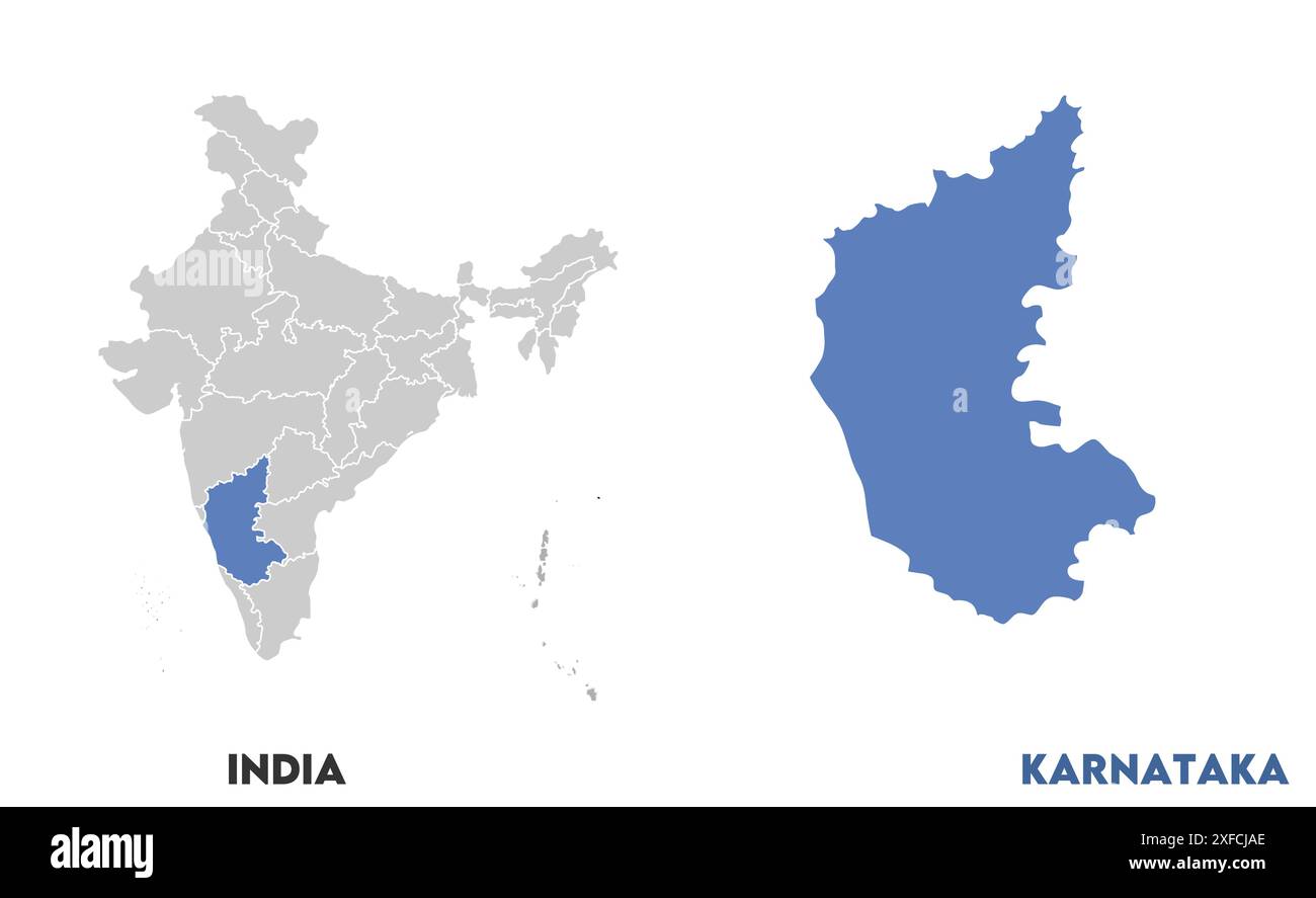 Karnataka Map1, État de l'Inde, République de l'Inde, gouvernement, carte politique, carte moderne, drapeau indien, illustration vectorielle Illustration de Vecteur