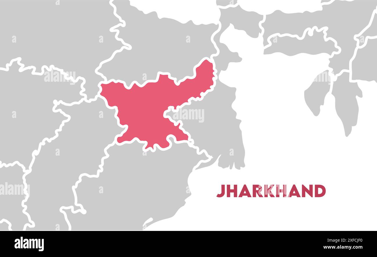 Jharkhand Map highlighted1, État de l'Inde, République de l'Inde, gouvernement, carte politique, carte moderne, drapeau indien, illustration vectorielle Illustration de Vecteur