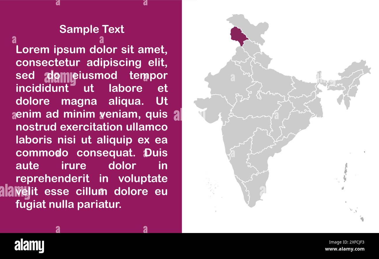 Jammu and Kashmir Map template1, État de l'Inde, République de l'Inde, gouvernement, carte politique, carte moderne, drapeau indien, illustration vectorielle Illustration de Vecteur