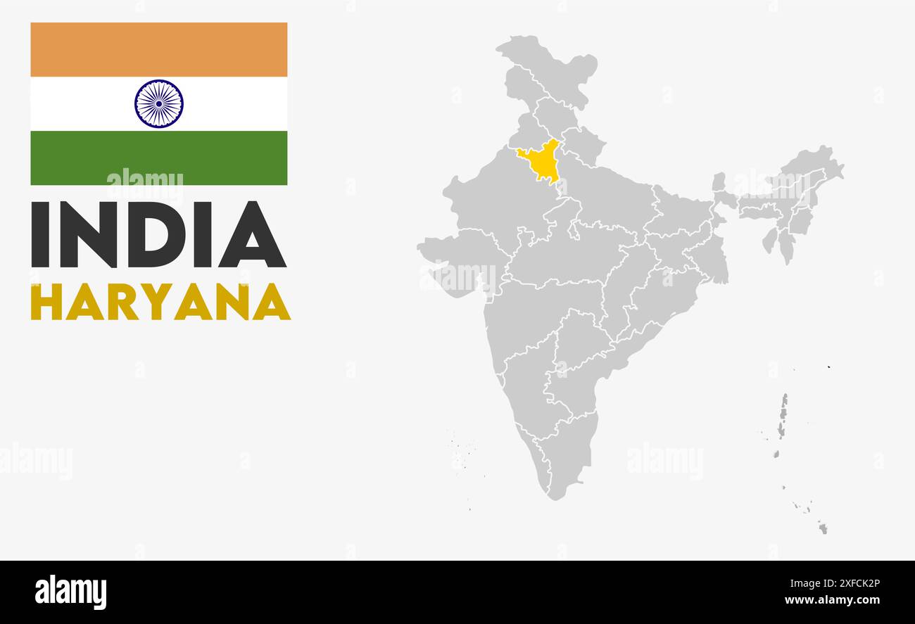 Haryana Map image1, État de l'Inde, République de l'Inde, gouvernement, carte politique, carte moderne, drapeau indien, illustration vectorielle Illustration de Vecteur
