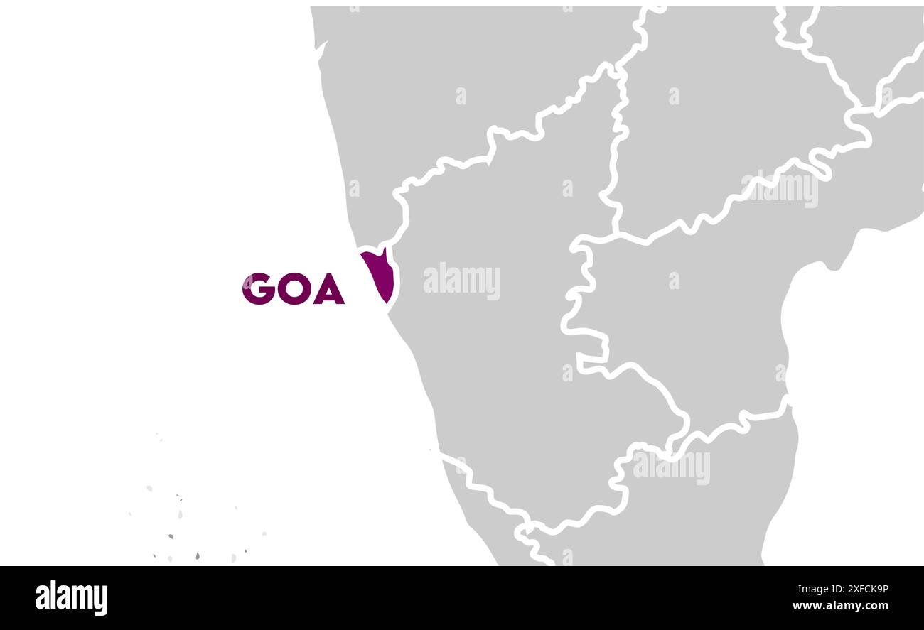 Goa Map highlighted1, État de l'Inde, République de l'Inde, gouvernement, carte politique, carte moderne, drapeau indien, illustration vectorielle Illustration de Vecteur