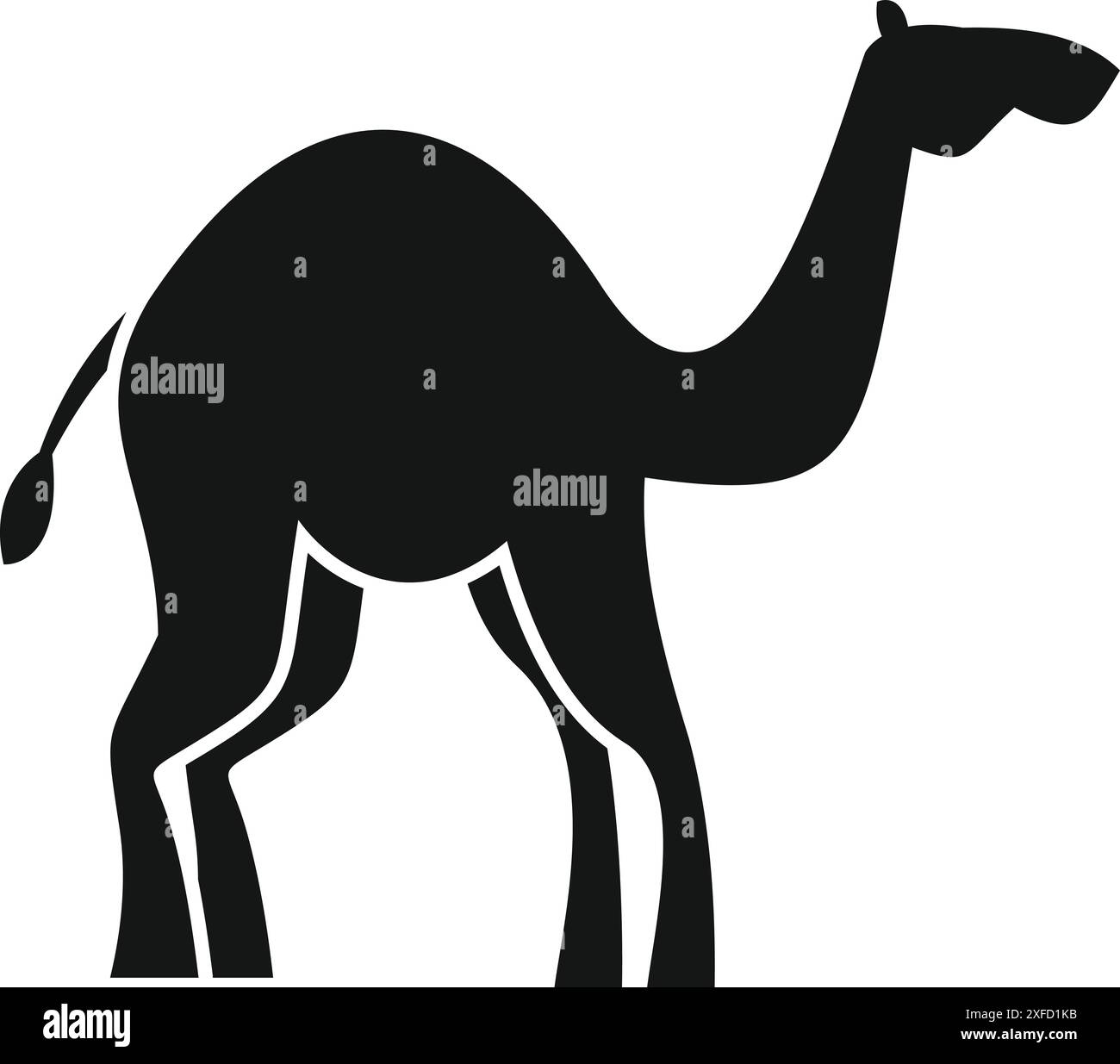 Silhouette noire d'un chameau à une bosse debout sur quatre pattes Illustration de Vecteur