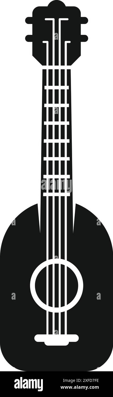 Illustration en noir et blanc d'une guitare acoustique, idéal pour les dessins liés à la musique Illustration de Vecteur