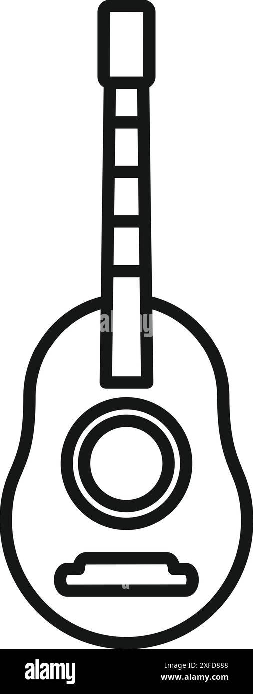 Simple dessin au trait d'une guitare acoustique, représentant la musique, le son et la créativité Illustration de Vecteur